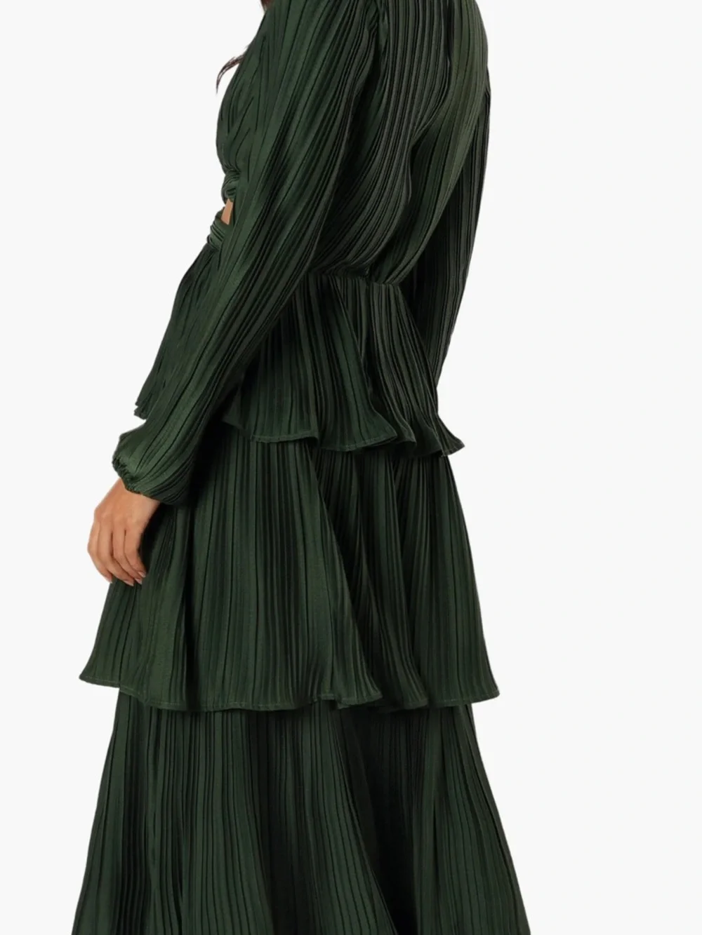 Petal & Pup Emerald Green Tiered Midi Dress - Picture 2 of 5